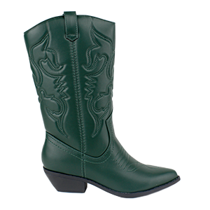 "Fortune" Embroidered Pointed Toe 1 ½” Heel Cowboy Boots green