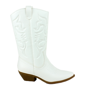 "Fortune" Embroidered Pointed Toe 1 ½” Heel Cowboy Boots white