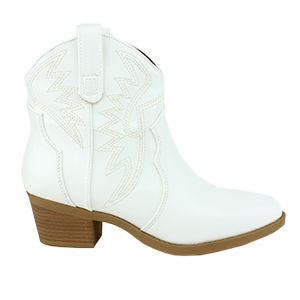 "Soda" 2" Stack Western Cowboy Booties white