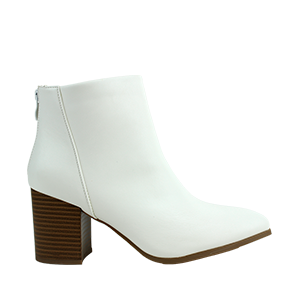 "Top" 3" Pleather Stacked Heeled Booties