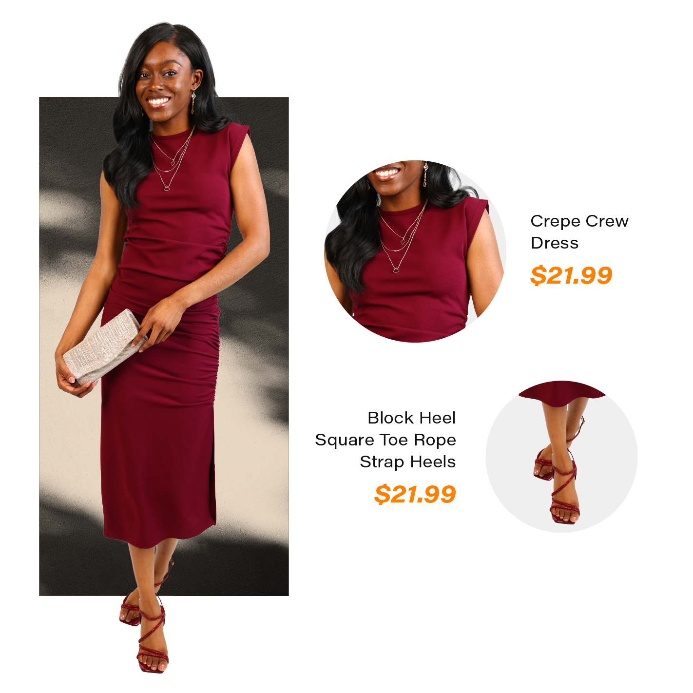 Style 4 Crepe Crew Dress Strap Heels