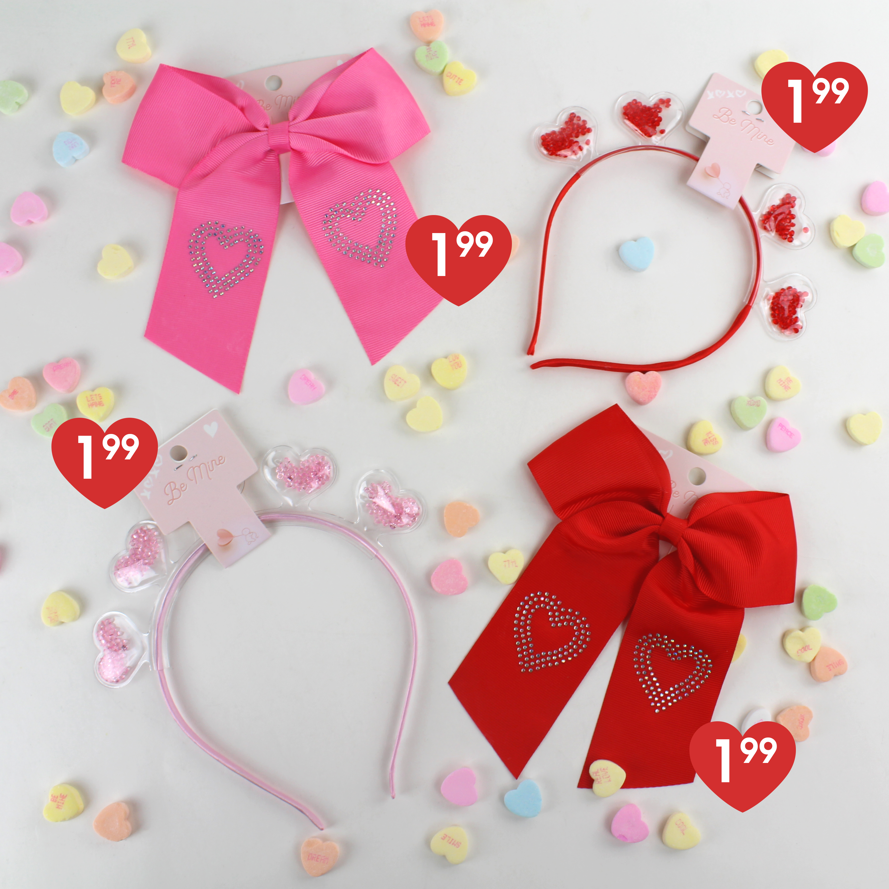 Selection of Valentine's Day hair accessories