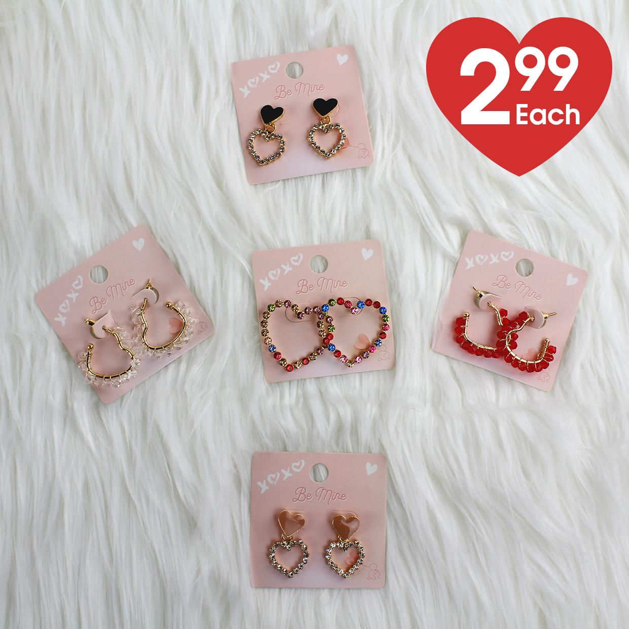 Various Heart shaped earrings for $2.99
