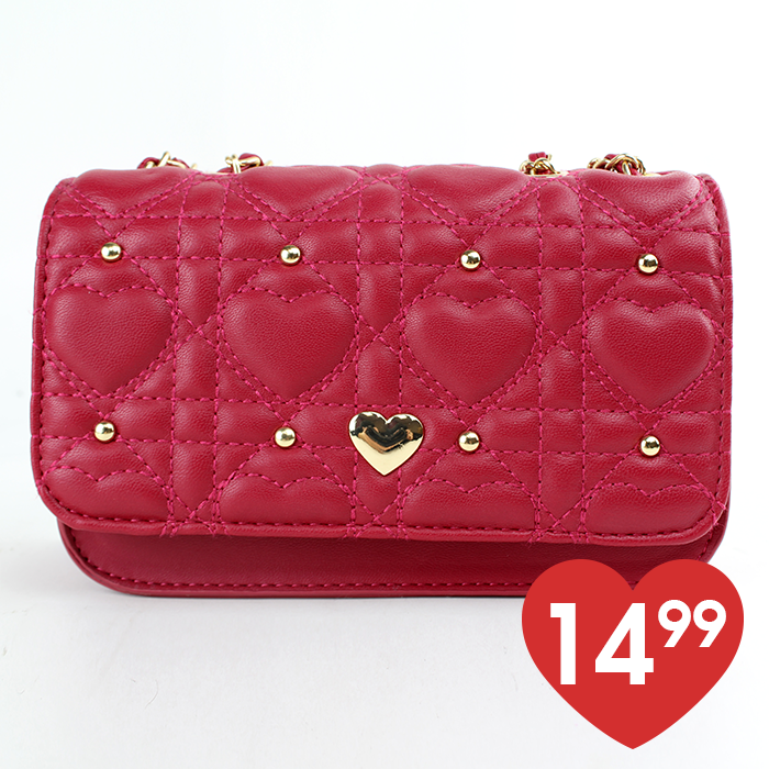 "Emperia" Heart Quilted Chain Handle Crossbody Bag