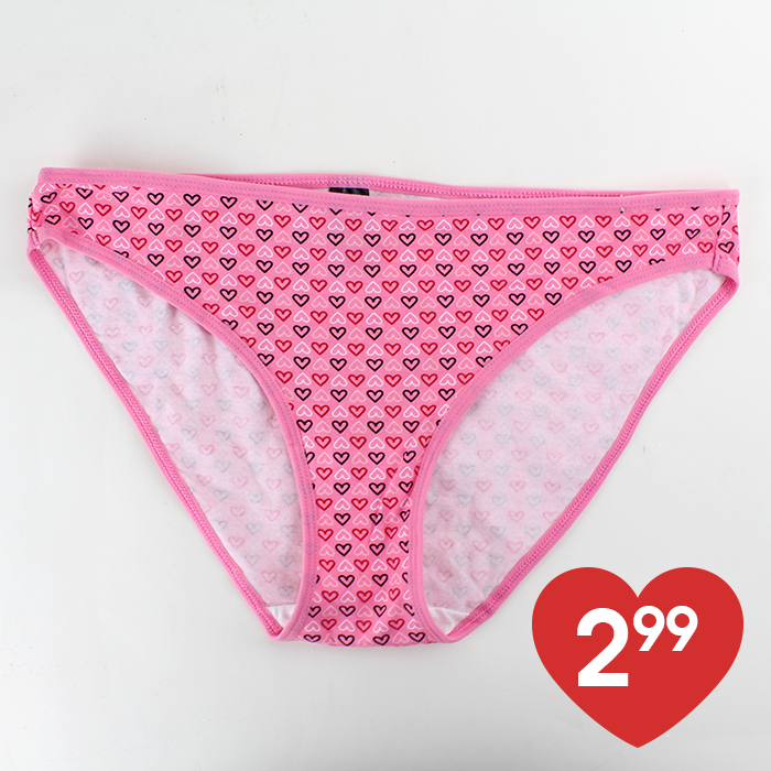 "Rene" Pink Heart Print Bikini Cut Panties