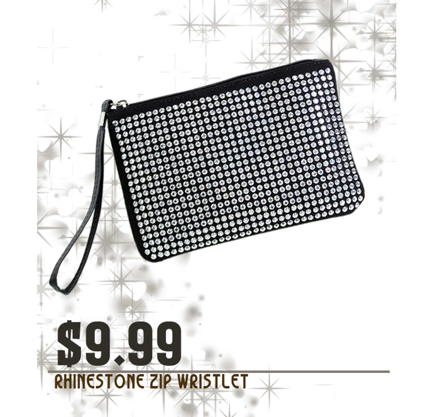 Rhinestone Zip Wristlet